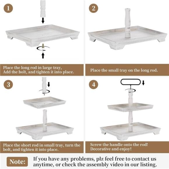 Tiered Tray for Table Decor: 2 Tier Serving Stand Farmhouse Decorative Tray - Picture 5 of 7